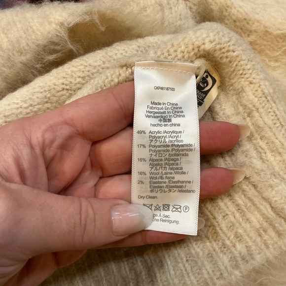 Madewell Brushed Checkerboard Fair Isle Oversized Sweater Ivory Multi Women’s S - Picture 10 of 12